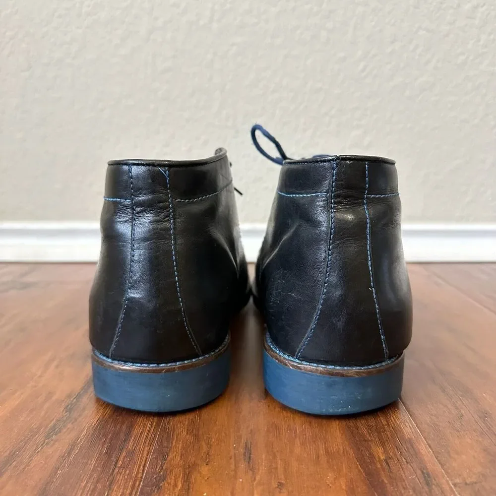 DONALD J PLINER Mens Lace Up Chukka Ankle Boots Black Leather BRAZIL MADE